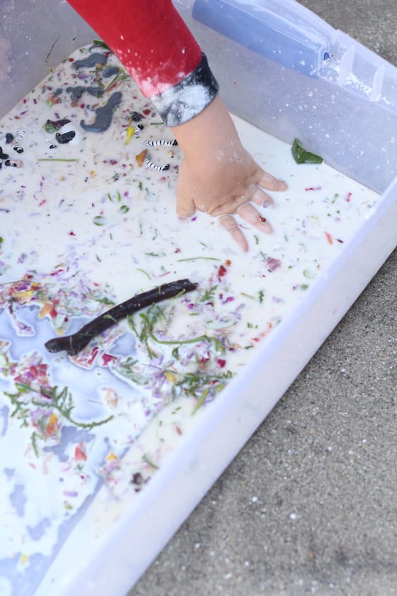 preschooler hands in goop