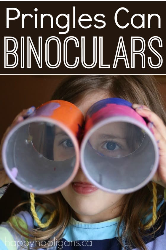 Pringles Can Binoculars - easy, inexpensive preschool craft. Great for pretend play, scavenger hunts, I Spy etc. - Happy Hooligans