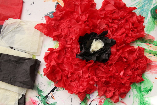 puffy crumpled tissue paper poppy