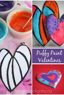 Homemade Valentines Cards made with homemade puffy paint