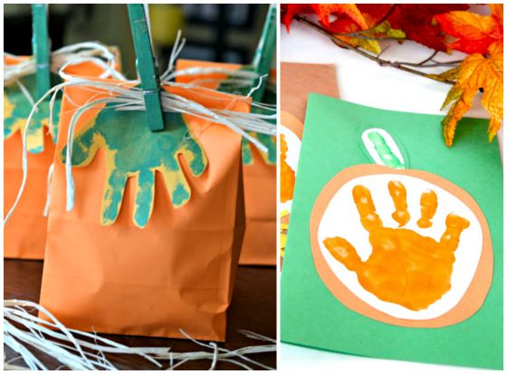 Pumpkin Handprint Art for Toddlers