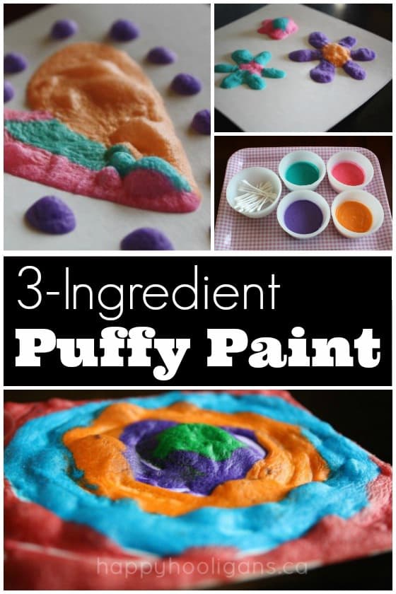 Quick and Easy 3-Ingredient Puffy Paint - you put it in the microwave and it puffs right up! - Happy Hooligans