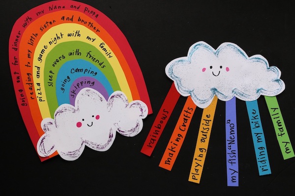 rainbow happiness craft with glitter