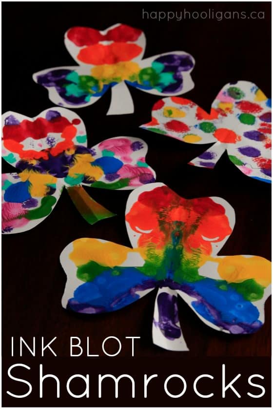 Rainbow Ink Blot Shamrocks - a St. Patrick's Day Craft for Kids