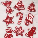 red and white cardboard ornaments