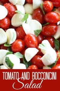 Red and white salad for Canada Day with tomatoes and bocconcini cheese