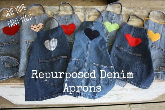 kids craft aprons made from old jeans