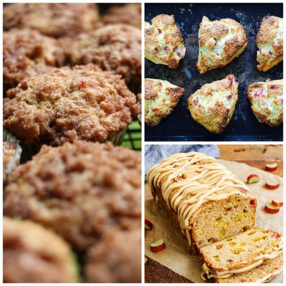 rhubarb muffins, rhubarb scones and rhubarb bread