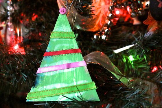 Scrap Ribbon Christmas Tree Ornament for Preschoolers