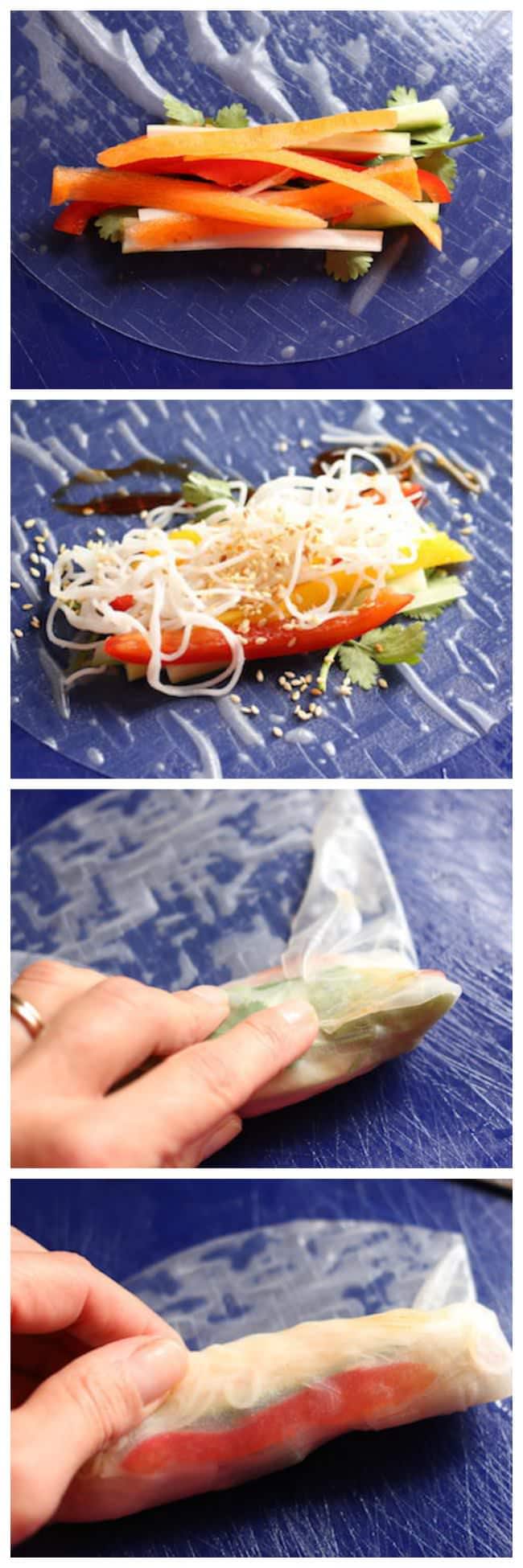 Easy, Healthy Vietnamese Spring Rolls - a step-by-step tutorial. - Happy Hooligans