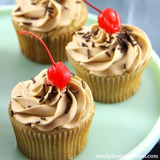 Rootbeer Cupcakes with root beer frosting and root beer glaze