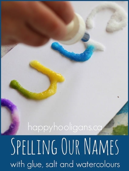 Kids Science Activity - Salt, Glue and Watercolour Experiment - Happy Hooligans 