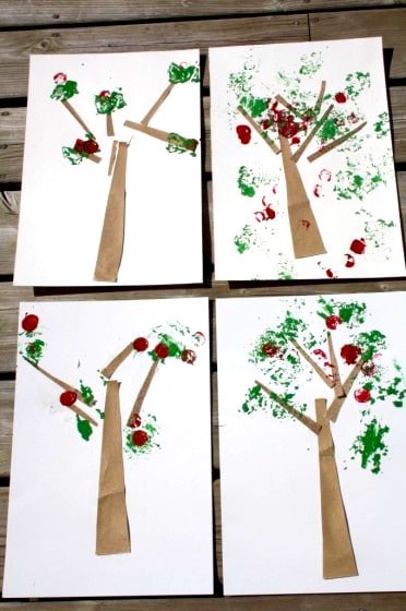 sandpaper and button apple tree craft for preschoolerscraft f