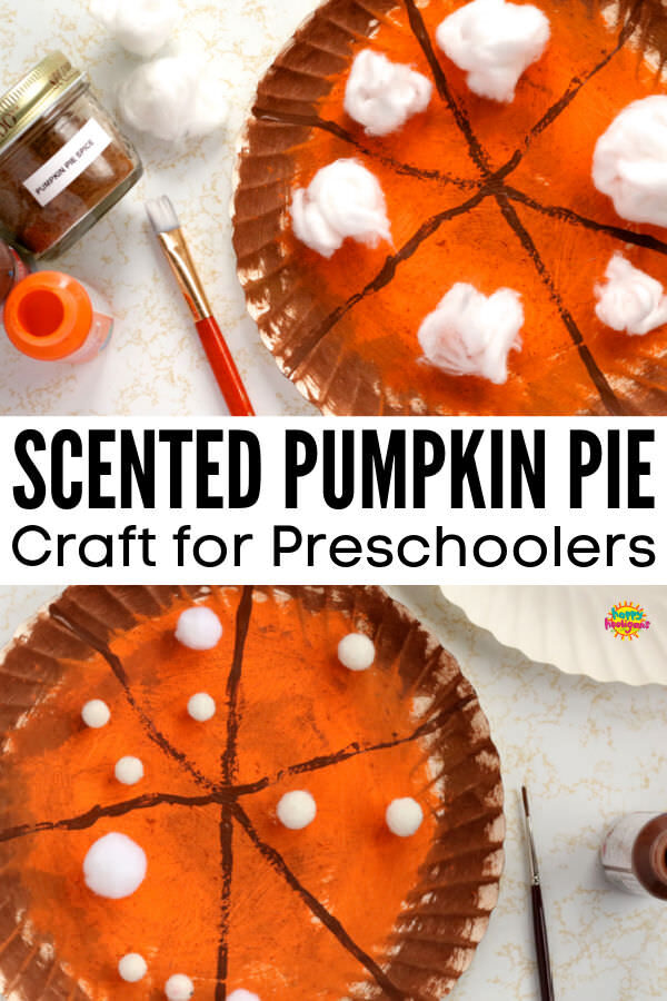 2 scented paper plate pumpkin pies with cotton balls and pom poms for whipped cream