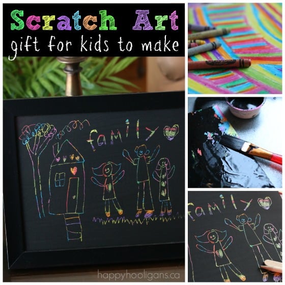 Scratch Art family portrait kids can make