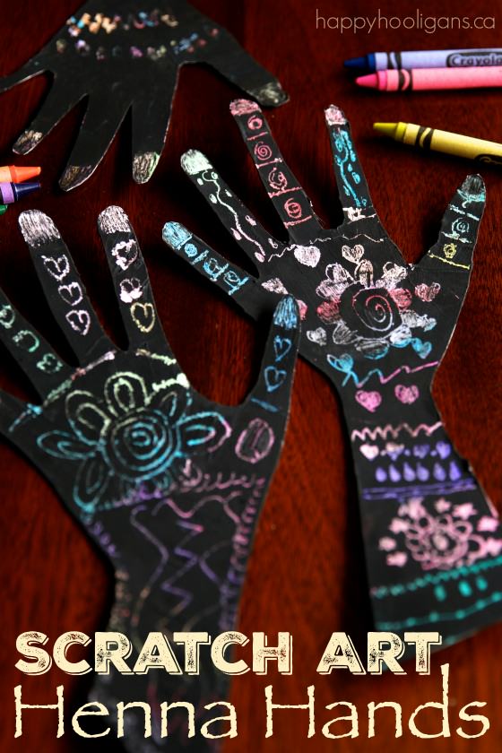 Scratch Art Henna Handprint Craft for Kids - Happy Hooligans