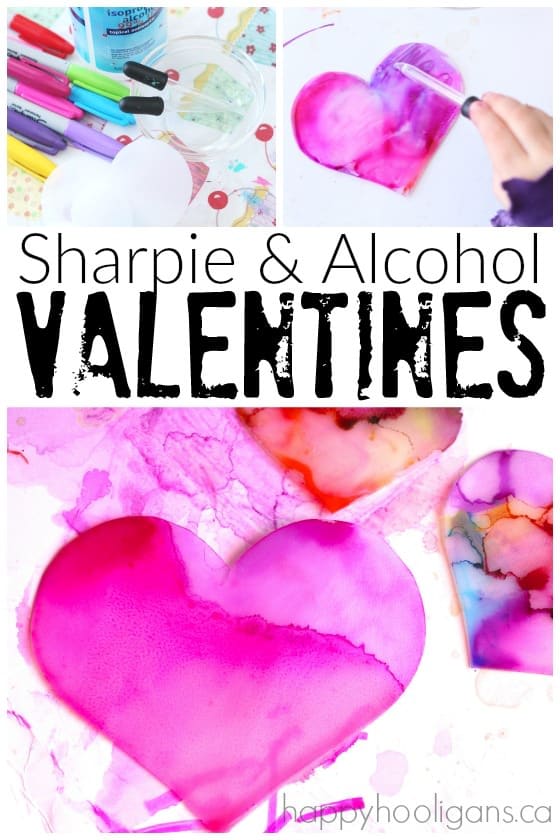 Sharpie and Rubbing Alcohol Valentines Art Activity - Happy Hooligans