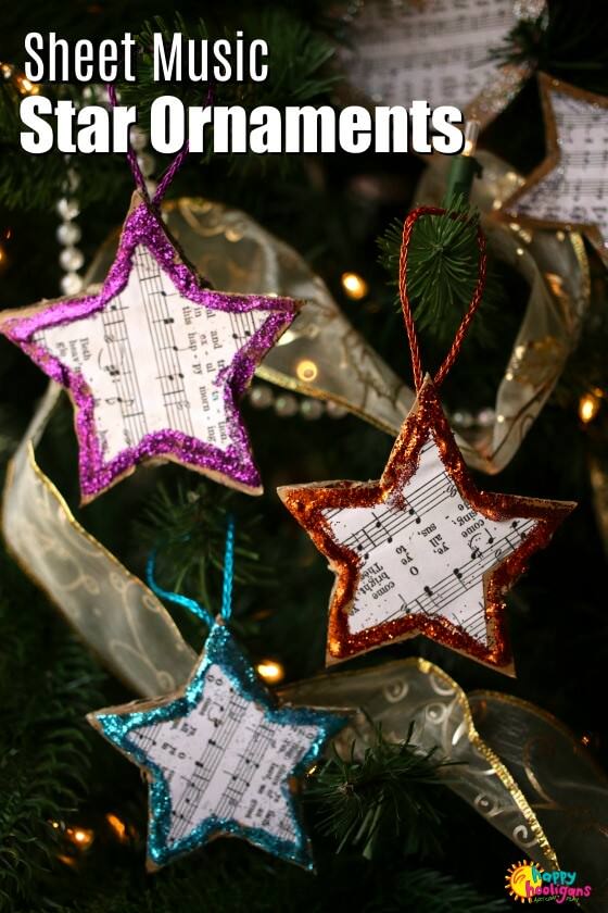 Sheet Music Star Ornaments for Kids to Make