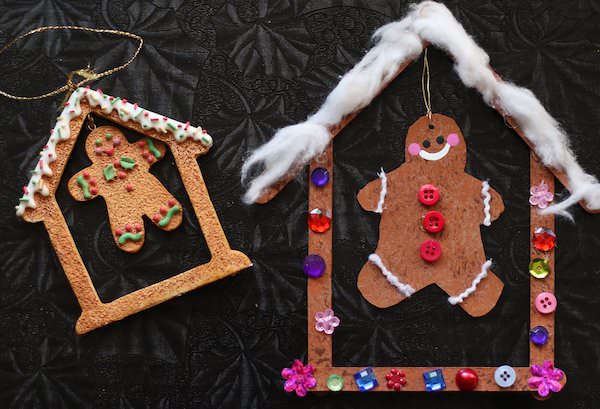 side by side gingerbread ornaments