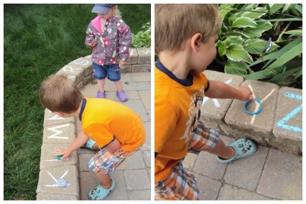 sidewalk chalk letter recognition activity