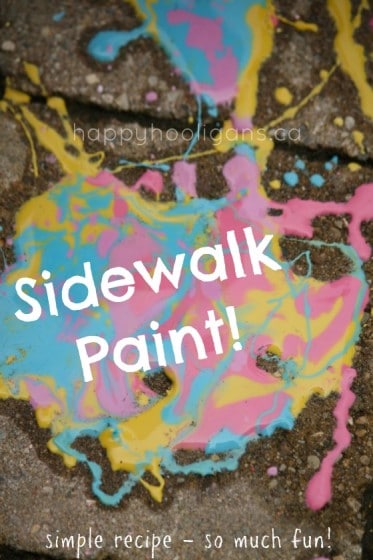 Homemade Sidewalk Paint Recipe with cornstarch water and food colour