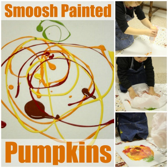 Smoosh and Stamp pumpkin art for kids 