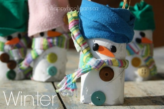 toilet paper roll snowmen