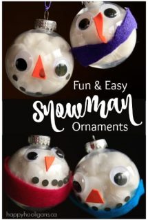 Adorable Snowman Ornaments made with Clear Plastic Baubles