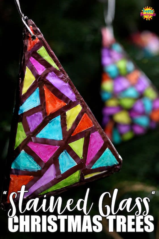 Sharpie and Tinfoil Stained Glass Christmas Tree Ornaments 