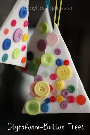 Styrofoam button Christmas Tree Craft 