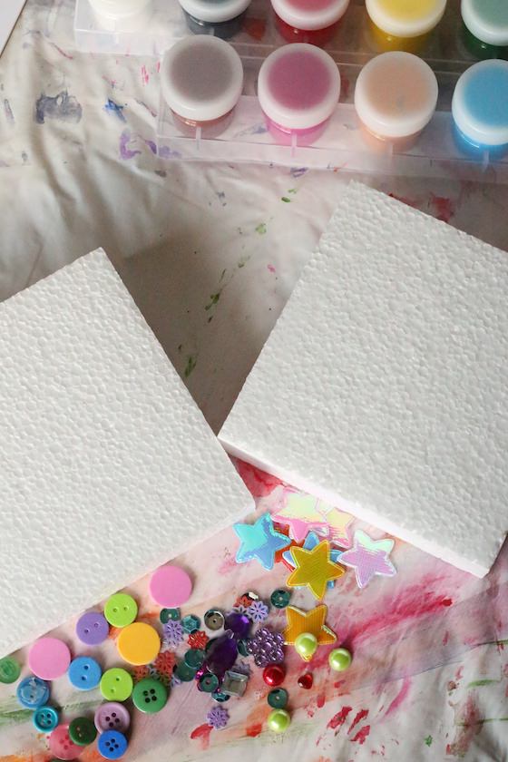 styrofoam paint craft gems