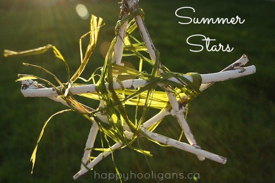 white twig star with green raffia