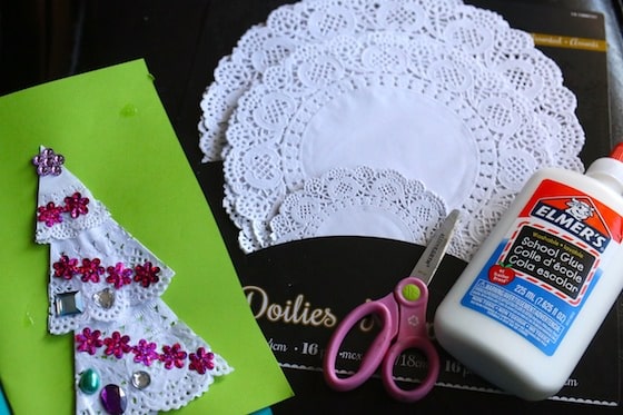 Supplies for Doily Christmas Tree Card