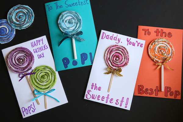 4 lollipop father's day cards horizontal image