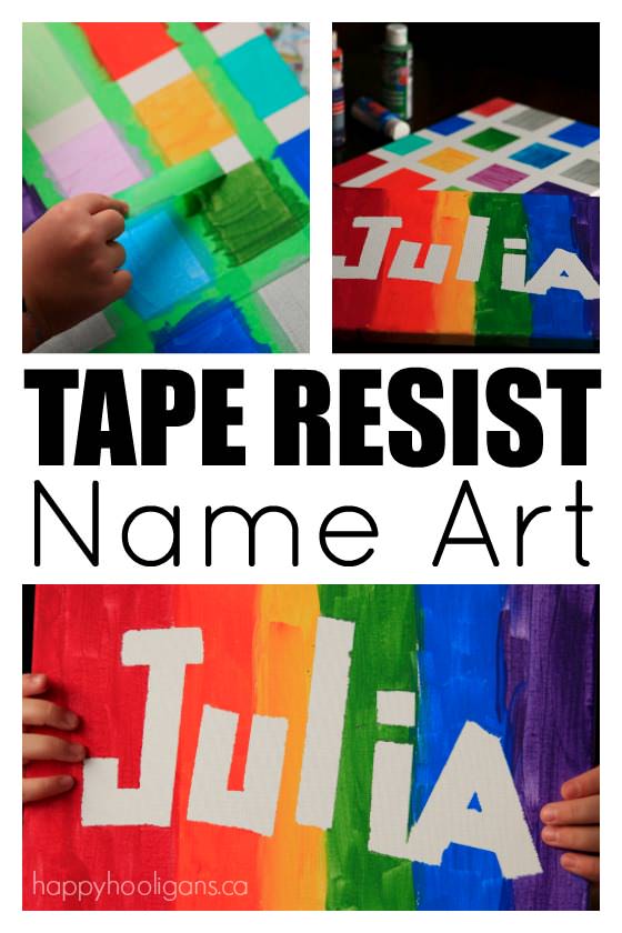 Tape Resist Name Art - Happy Hooligans