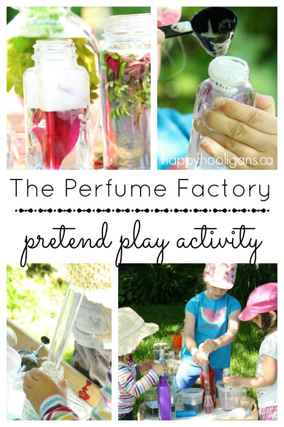 Pretend Play Perfume Factory - hours of imaginative fun in the garden - Happy Hooligans