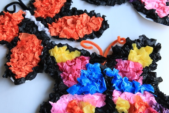 Crumpled Tissue Paper Butterfly Craft for Tweens