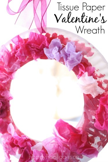 Paper Plate Valentine's Wreath with tissue paper