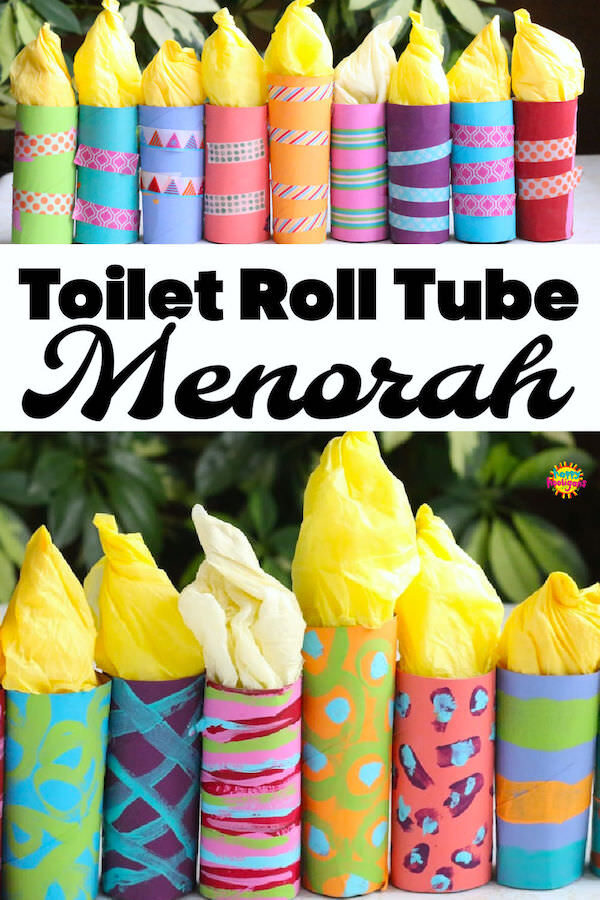 toilet paper roll menorahs washi tape and paint