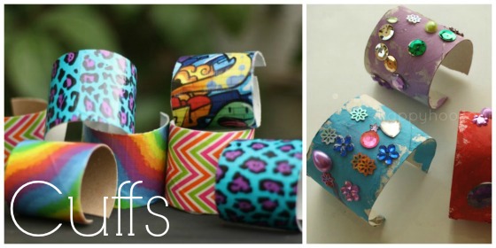 Toilet roll cuffs and cardboard roll bracelets