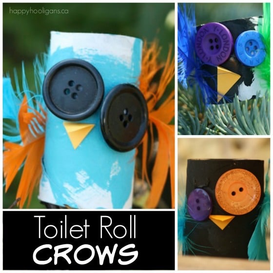 Toilet Roll Halloween Crows for Kids to Make - Happy Hooligans 