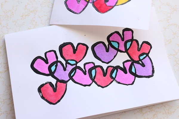 toilet roll heart valentines horizontal card