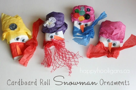 toilet roll snowman ornaments