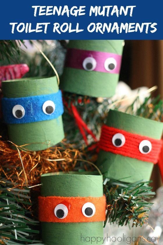 Teenage Mutant Ninja Turtle Ornaments made from toilet rolls - Happy Hooligans