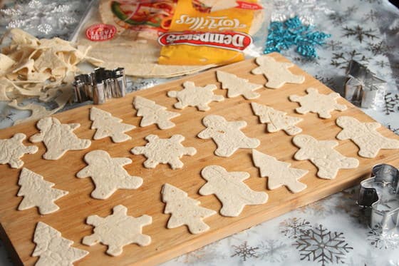 Tortillas cut with cookie cutters