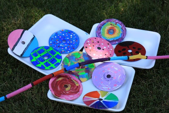 Painted CDs and Painted Stick 