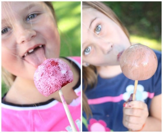 Kids making styrofoam ball ice cream