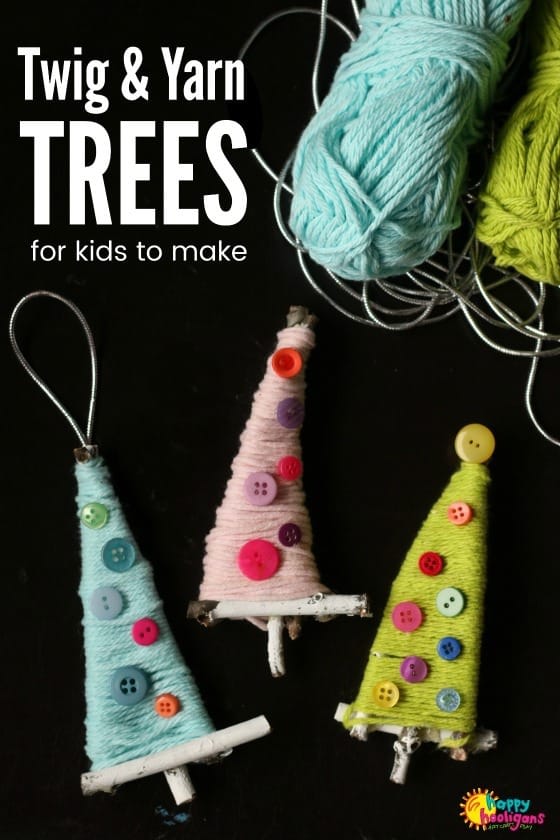 Twig and Yarn Christmas Tree Ornaments for Kids - feature image