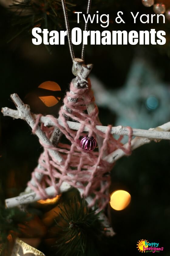 Yarn and Twig Star Ornaments for Kids to Make