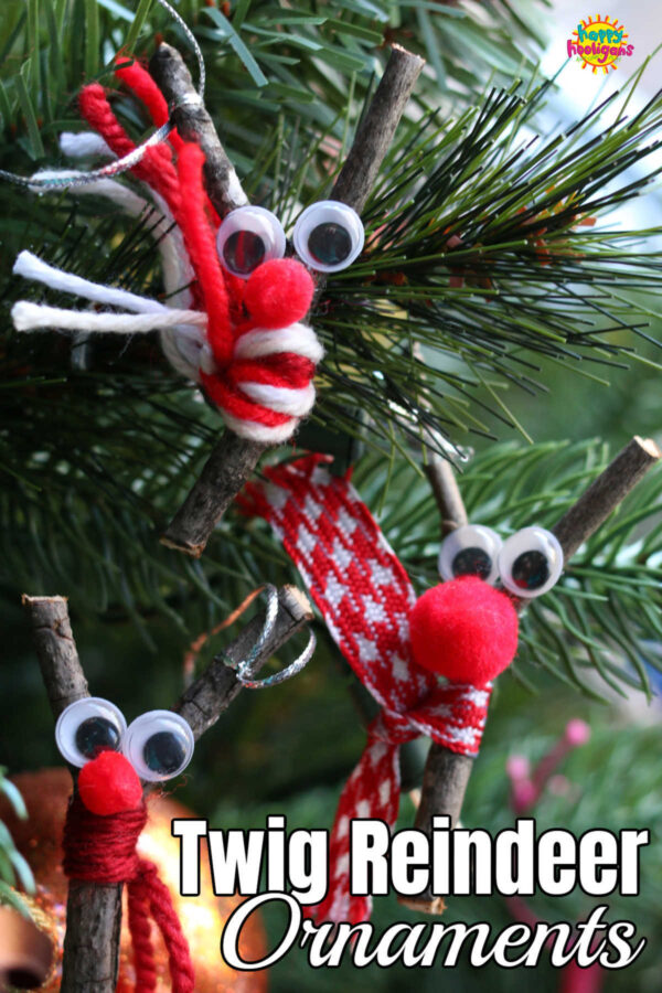 Twig Reindeer with Scarf Ornaments